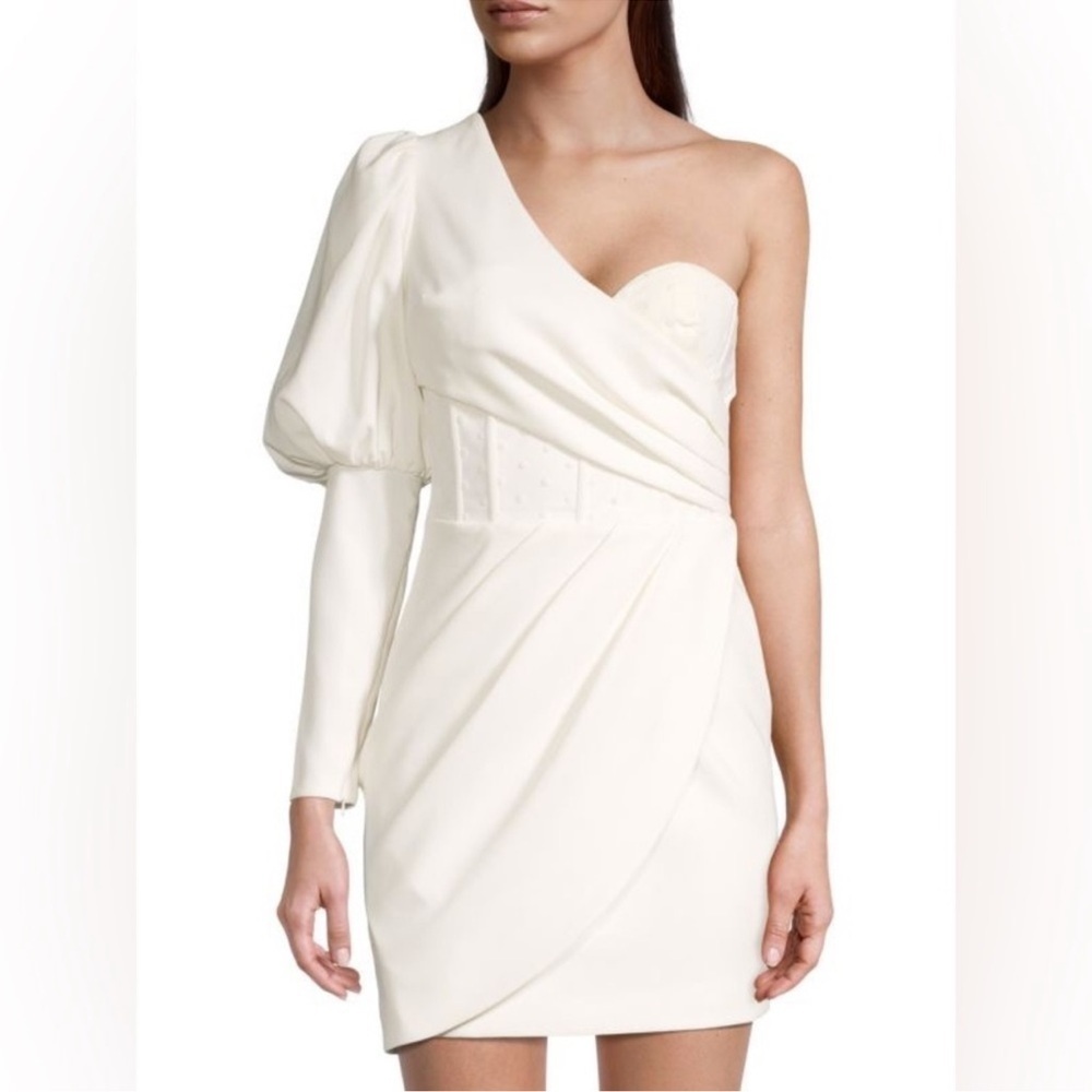 NWOT LAVISH ALICE One-Shoulder Mesh Corset Minidress
